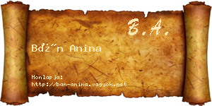 Bán Anina névjegykártya